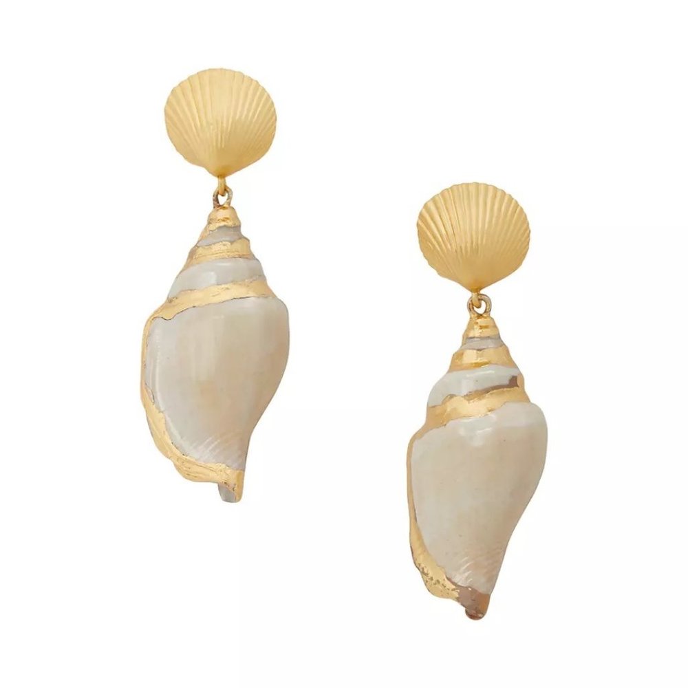 NWT Kate Spade New York Gold Conch Shell Drop Earrings